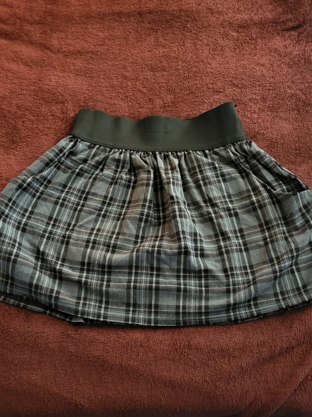 French Atmosphere Gray and Black Plaid Skater Skirt